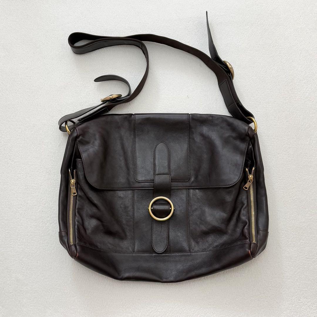 Borsa a tracolla Yves Saint Laurent Rive Gauche marrone scuro autentica usata GIAPPONE