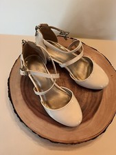 Nine West Girls White Patent Leather Strappy Dress Shoes Size 13M