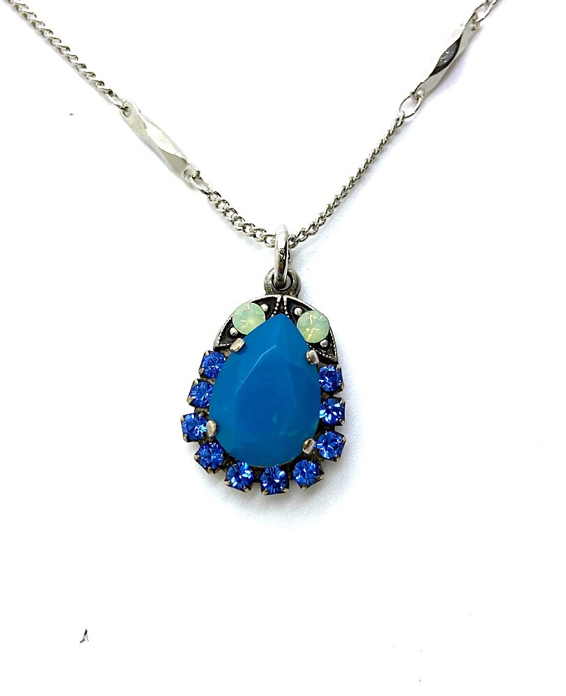 Mariana Necklace Pendant Glamorous Caribbean Blue Opal, Royal Blue, & Chrysol...