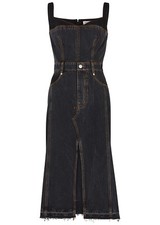 Alexander McQueen - Midi Dress - Grey Black Denim Corset Panel - S/M IT42 UK10