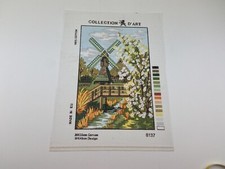 Collection D  art Windmill Nature Needlepoint Tapestry Canvas 9in By 12in