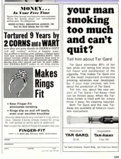 VTG Retro Ad Man Smoking Tar-Away Tar Gard Warts Corns Ring Sizer Free