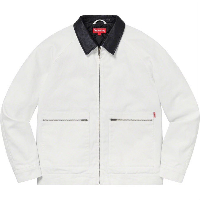 【Supreme】 leather collar work jacket S Supreme Leather Collar Work Jacket | eBay
