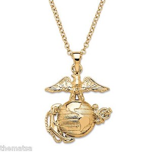 MARINE CORPS 14K GOLD EGA PENDANT GP NECKLACE WITH 20" CHAIN