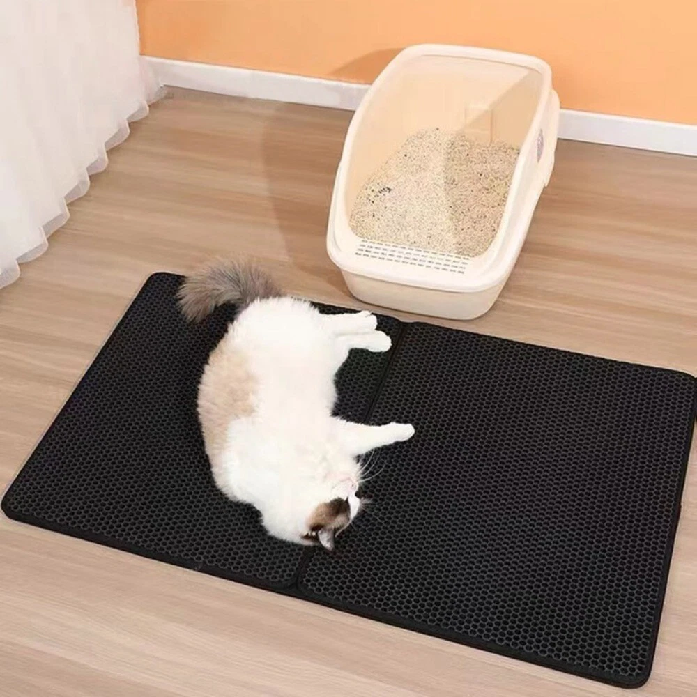 Double Silicone Cat Litter Box Mat Double Layer Waterproof Cat Mat