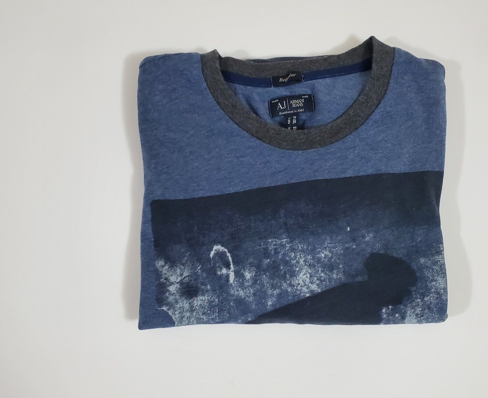 AJ Armani Jeans Men's Scoop Neck Graphic Short Sleeve TShirt Blue Look at  sizing | eBay