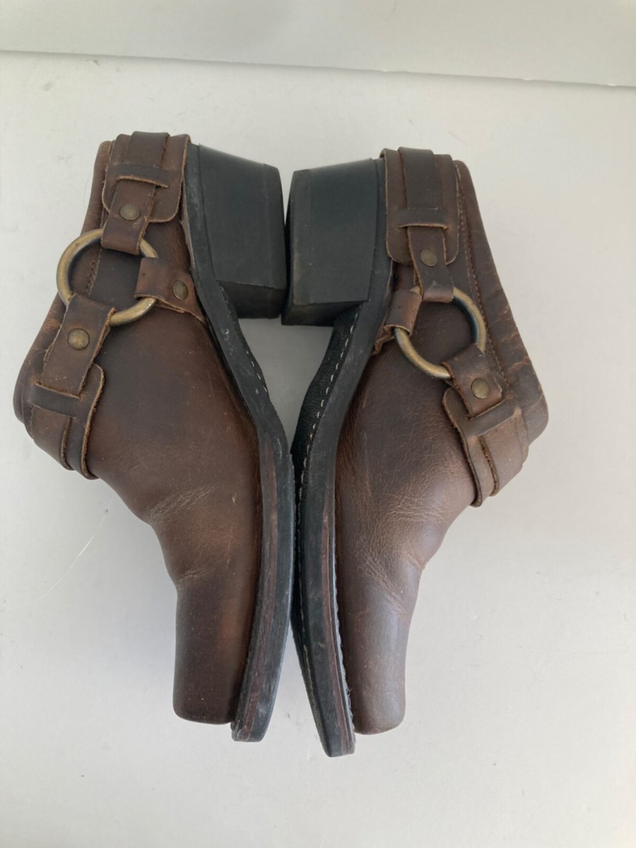 Frye Womens Leather Belted Harness Mules Shoes 70760 Square  display picture 3