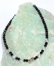 Black Spinel Gemstone 4 mm Round Faceted Beads 9" Strand Handmade Bracelet EDR-3