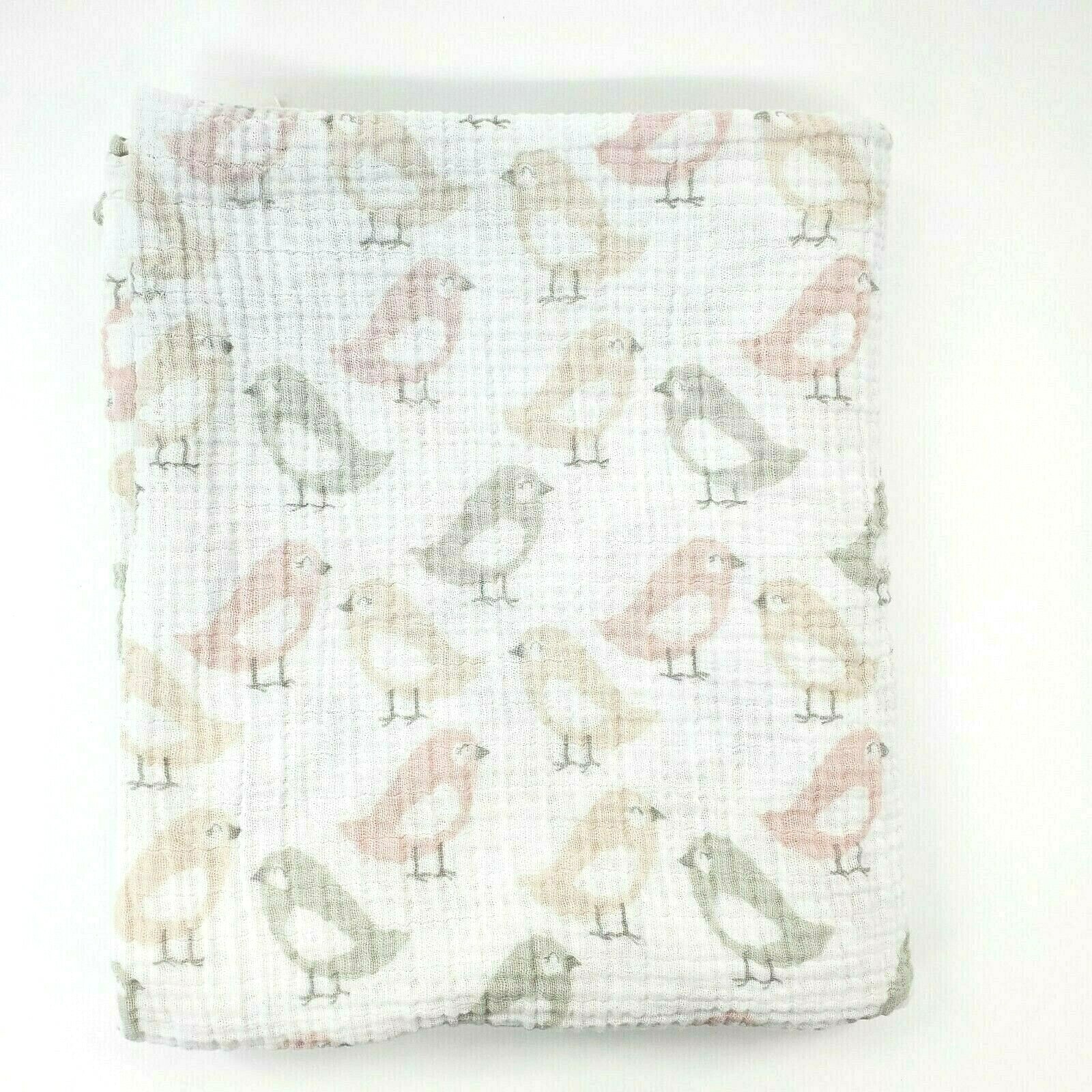 Cloud Island Pink Gray Peach Muslin Swaddle Blanket with Birds for Baby Girls B32-image