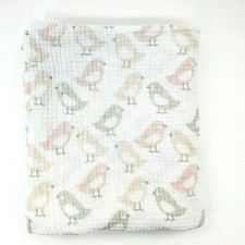 Cloud Island Birds Baby Swaddle Blanket Pink Muslin Gray Peach Girl Bird B21