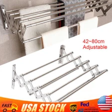 Hanger Shelf Wall-Mounted Expandable Folding Clothes Drying Towel Rack Laundry