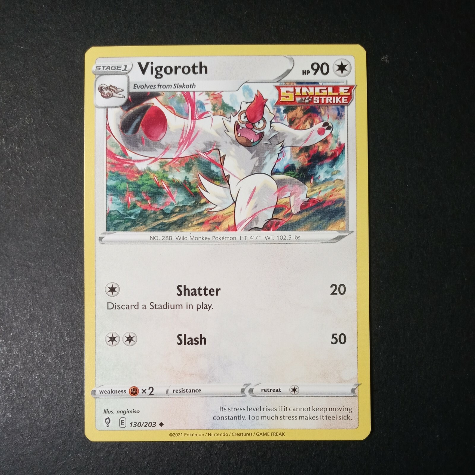 Pokemon Evolving Skies Vigoroth Uncommon Card 130/203 NM