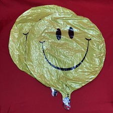 2 - 16 Yellow Smiley Face Balloon / Mylar Foil / Birthday Party Fun Emoji Round