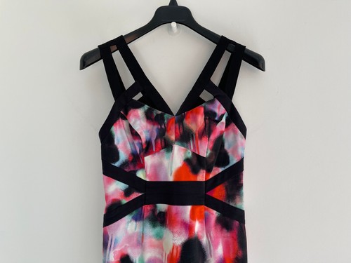 French Connection Shift Mini Dress Black Pink Grafitti Print UK 10 - Picture 2 of 7
