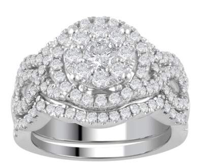 Helzberg Diamond Cluster Wedding set w/Halo (size 7)