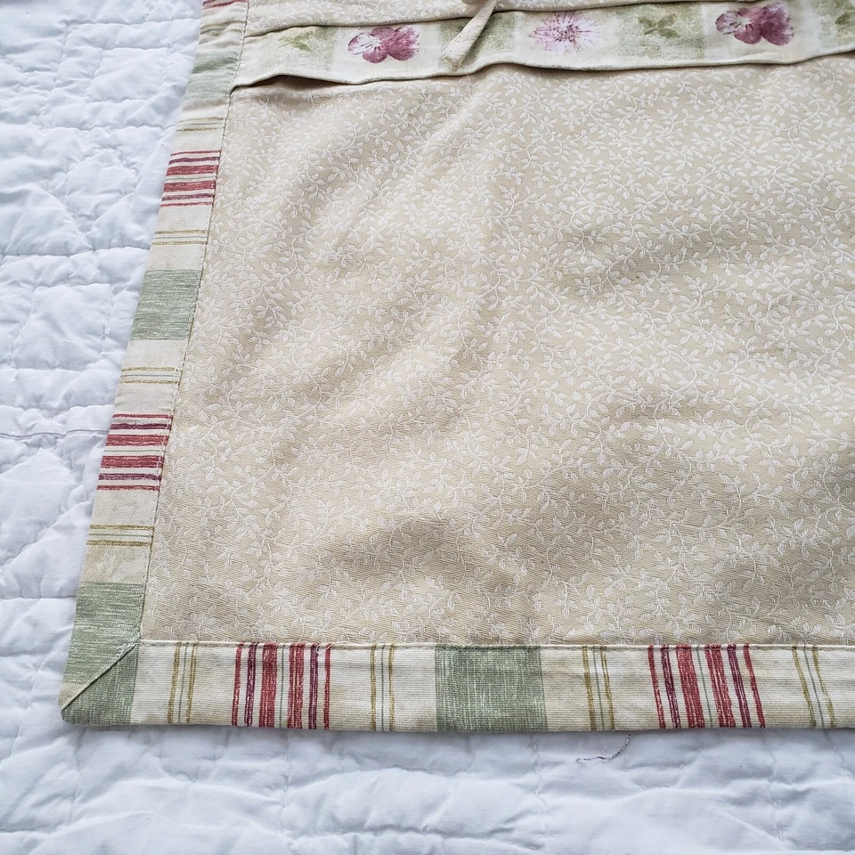 Waverly Euro Pillow Shams (2) 26X 26 Floral Striped Trim Beige Wine Green Mexico - Image 3 of 4