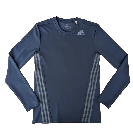 Adidas Primegreen Mens Small Blue Stretch Long Sleeve Activewear Shirt