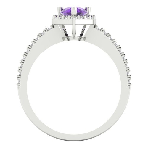 14K White Gold Natural Amethyst Solitaire Engagement Ring (0.755 cttw, Pear-Cut) - Picture 4 of 11