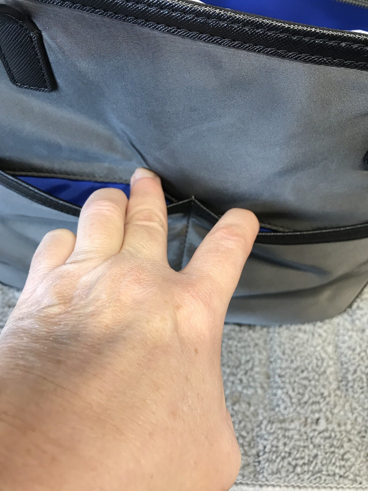 Michael Kors Handbag Gray Graphite Nylon Kempton Zip Top Travel Tote Bag Purse