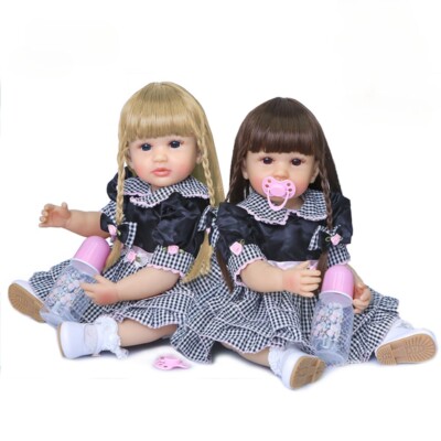 55cm Reborn Baby Doll Full Body Vinyl Doll Girl Long Hair Gift Toy Newborn Dolls