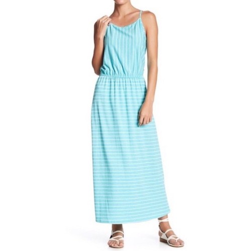 Women's NEW fourteenth place teal striped maxi dress Small - Picture 1 of 6
