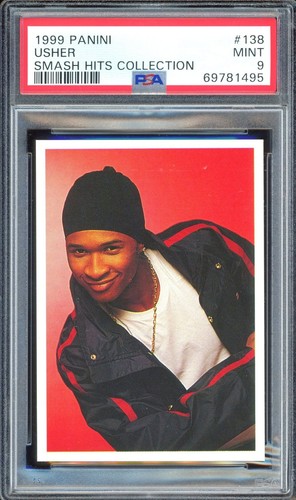 1999 Panini Smash Hits Stickers #138 ~ ROOKIE ~ USHER ~ PSA 9 MINT *POP 3 - Picture 1 of 2