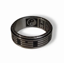 Men's Stainless Steel Chinese Style Taoist Yin & Yang Spinner Ring Size 10.5