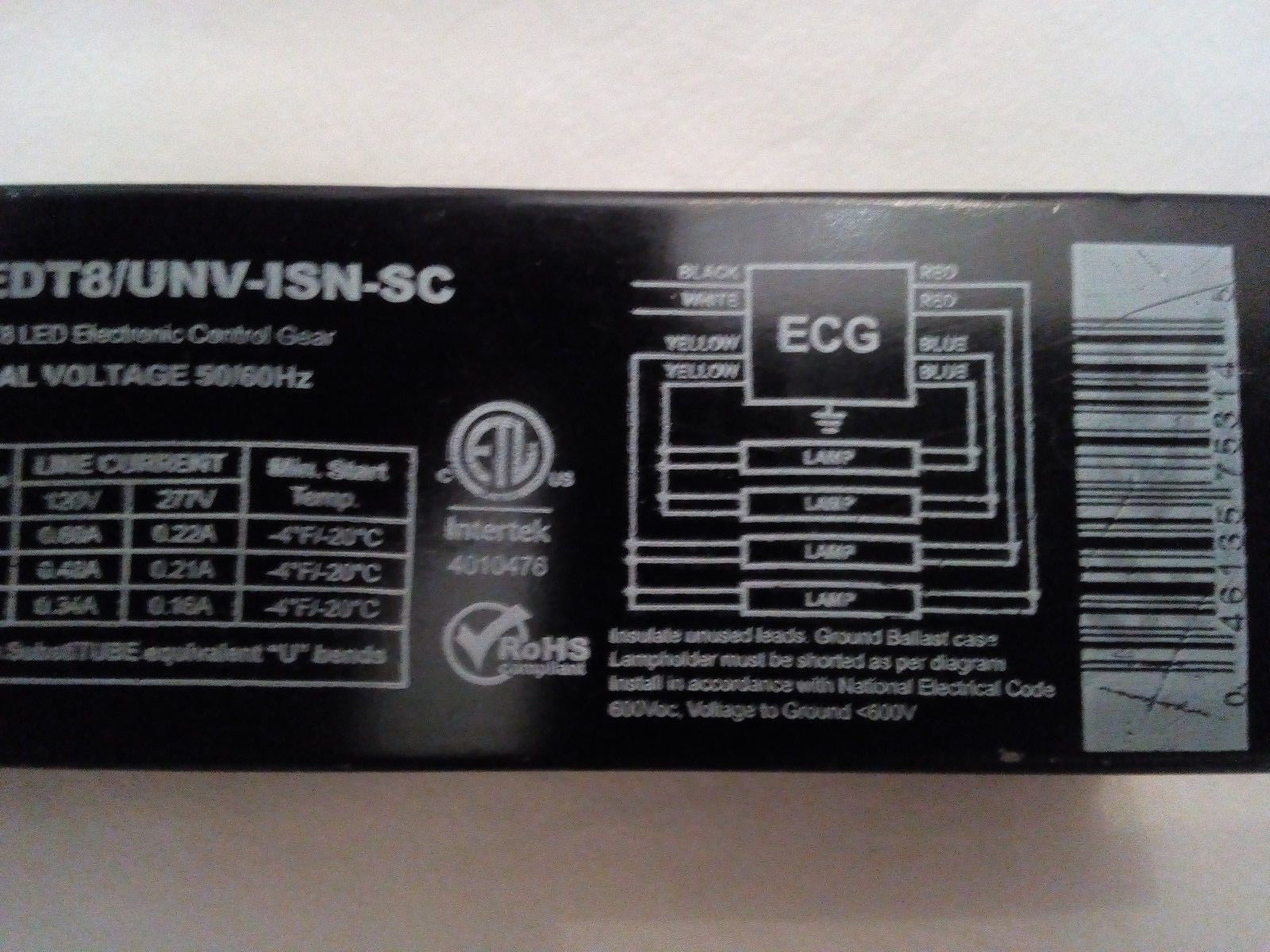 OSRAM SYLVANIA QHE4XLEDT8/UNV ISNSC ELECTRONIC CONTROL GEARECG 120277V eBay