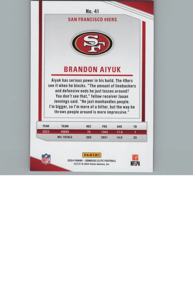 2024 Donruss Brandon Aiyuk Green Disco - Image 2 of 2