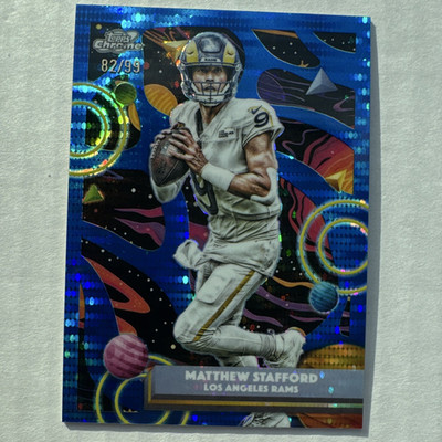 2025 Topps Chrome Cosmic Matthew Stafford 82/99 Blue Team Color Match, #56