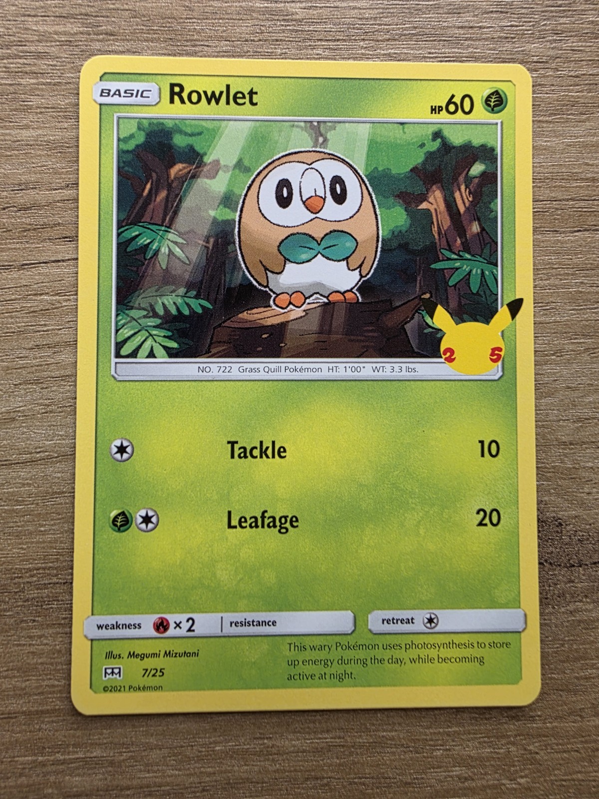 Pokémon TCG Rowlet McDonald's Promo 7/25 Regular NM Condition