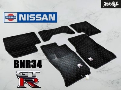 JDM Nissan BNR34 Skyline GT-R V-SPEC Floor Mats Red Stitch Full Set Genuine OEM