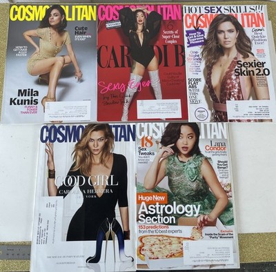 Cosmopolitan Magazines Lot of 5  2018 & 2019 Lana Condor, Mila Kunis , Carolina