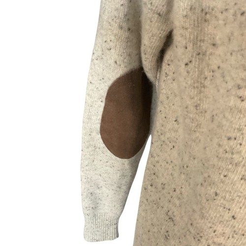 Autumn Cashmere Oatmeal Tweed Variegated Suede Elbow Patch Sweater Size M - Picture 8 of 14
