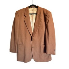 Oscar de la Renta Mens Wool Cashmere Blazer Jacket Size 44L Brown