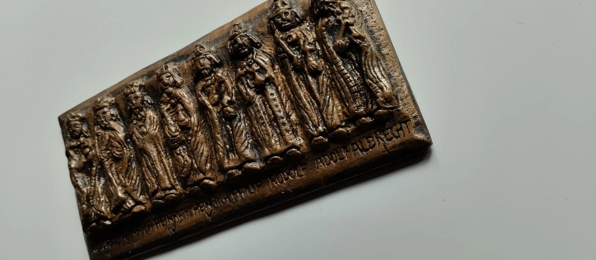 historische Platte Bronze Relief Plakette deutsche Kaiser König Kupfer Messing