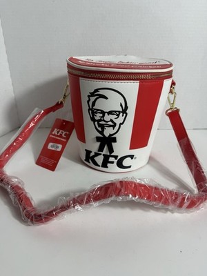 KFC Colonel Sanders Bucket Crossbody Bag Red/White/Black Zip and wallet