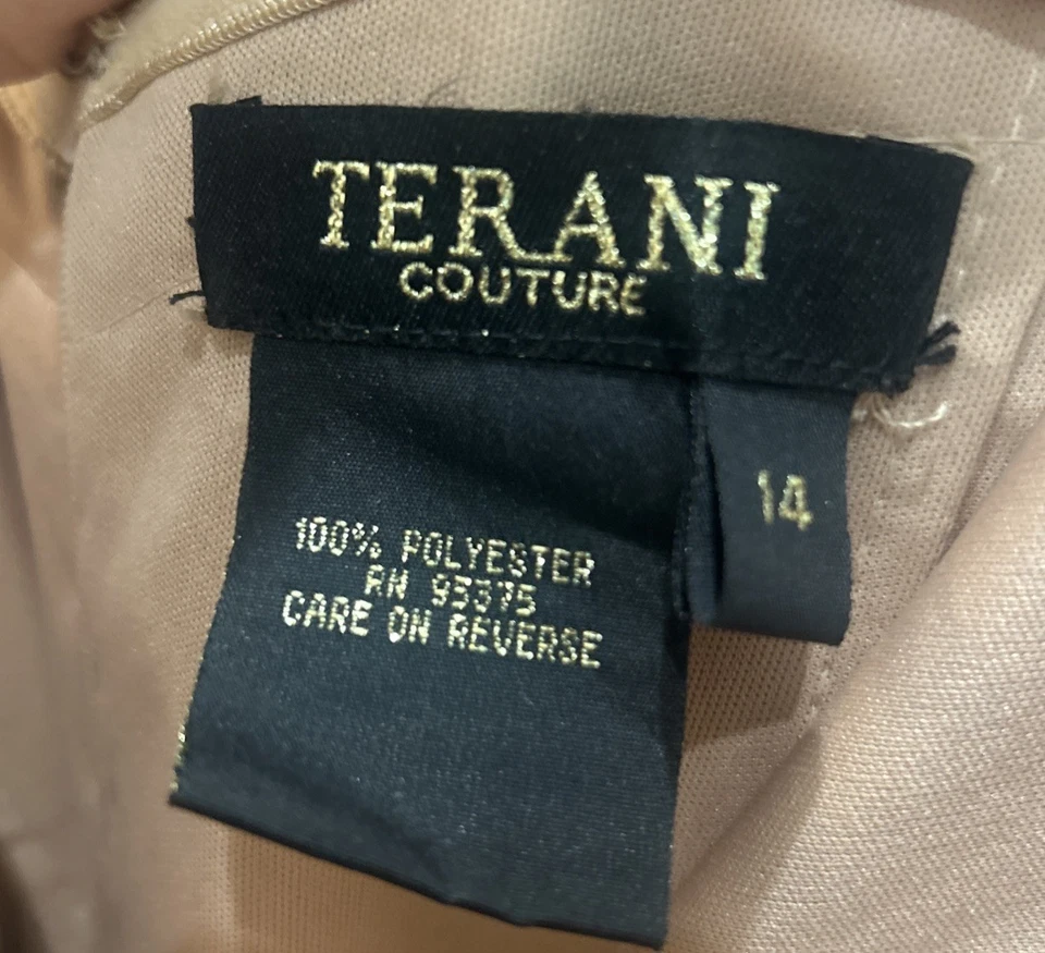 Vestido de formatura feminino Terani Couture tamanho 14 sem alças dourado com strass - Imagem 3 de 4