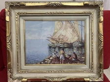 Quadro Laguna Venezia bragozzi e pescatori misura 40x30 cm 