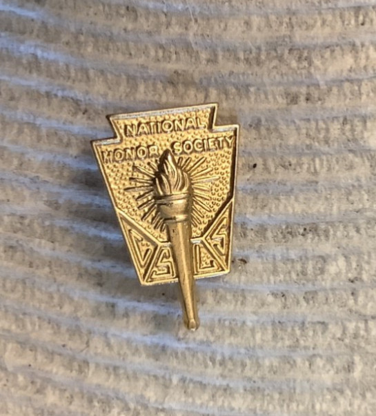 National Honor Society NHS Lapel Pin Torch Keystone Academic Excellence goldtone