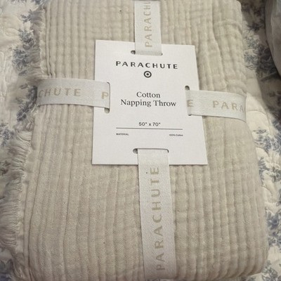 Parachute Cotton Napping Throw Parchment Cream Ivory New