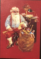 Vtg Christmas Greeting Card Santa Claus Checking His List Bag Of Toys HALLMARK