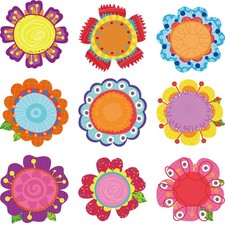 45 Pieces Flowers Cutouts for Bulletin Board, Colorful Decorations