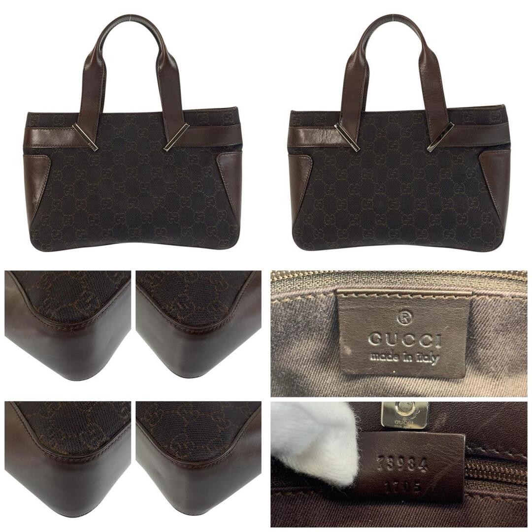 Gucci Brown Silver GG Canvas Leather Mini Tote Handbag Used thumbnail 2