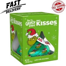 Hershey's Kisses Grinch Solid Milk Chocolate Christmas Candy, Gift Box 1.45 oz