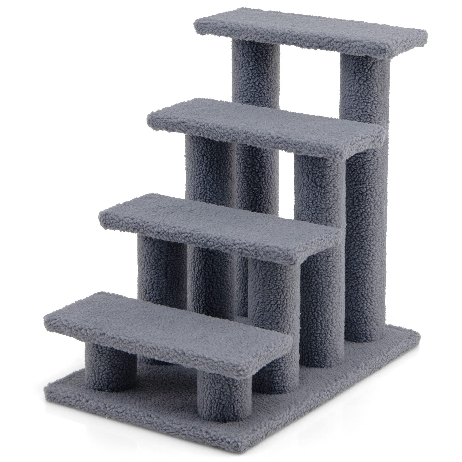 4-Step Carpeted Pet Stairs for Cats and Dogs - Soft Climbing Ramp for Small Pets