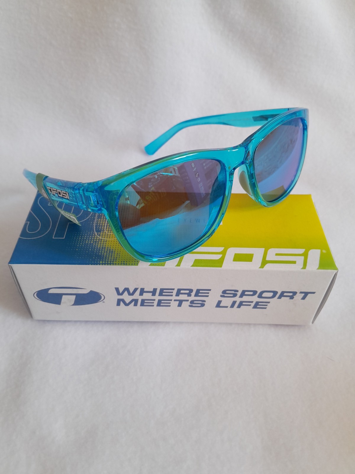 Tifosi Swank Tinted Lens Sunglasses, Crystal Blue Mirror, Cycling Casual Running