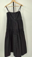 Quince Women 100% Organic Cotton Poplin Spaghetti Strap Maxi Dress Black S