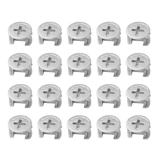 20 Pcs Silver 3-in-1 Eccentric Wheels Cam Lock Nut Joint Connector 