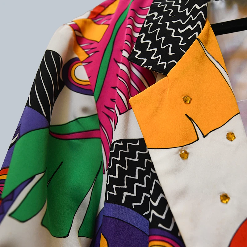 Винтажный блейзер Jordana 80-х/90-х годов — смелый тропический абстрактный принт — сделано в США — размер 14/16 - Изображение 3 из 4